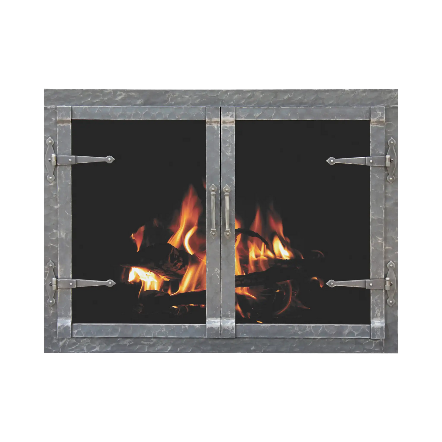 Rustic fireplace doors