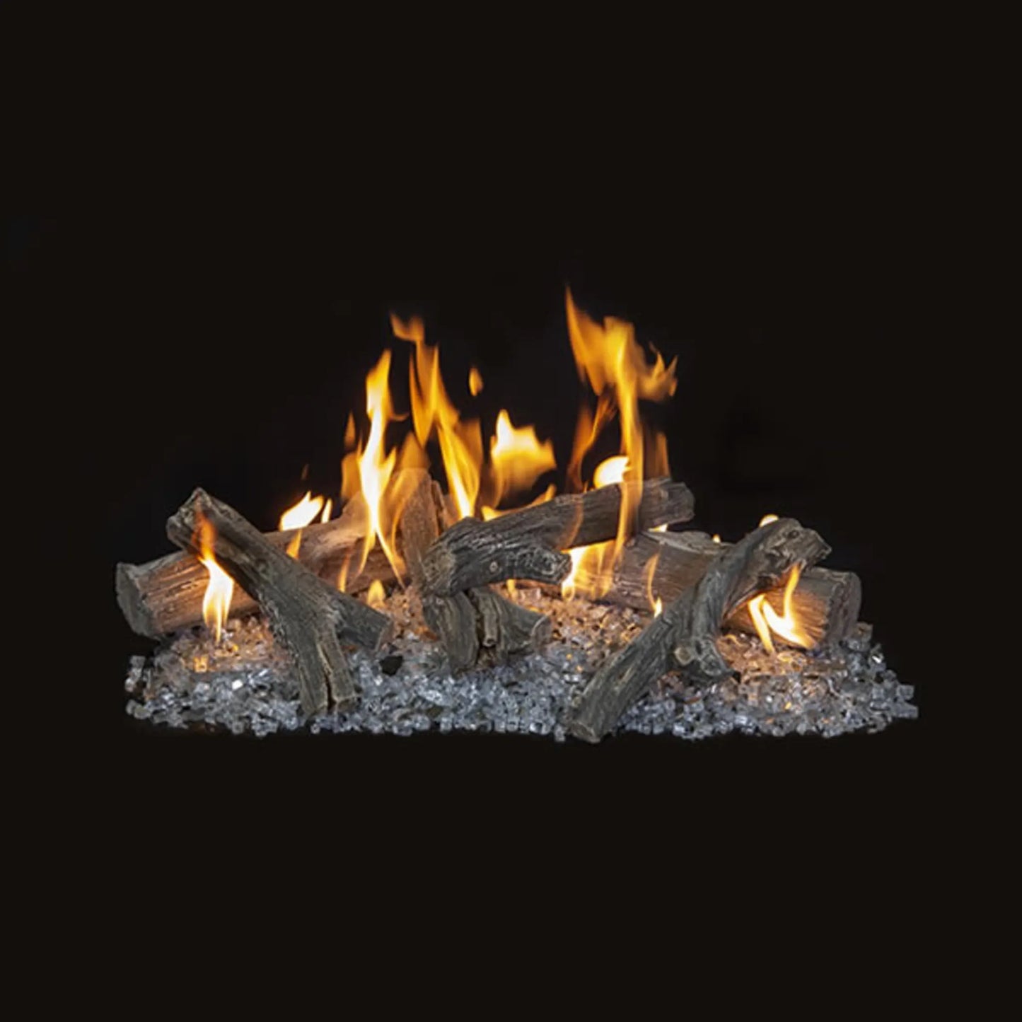 Linear western driftwood vented gas log set