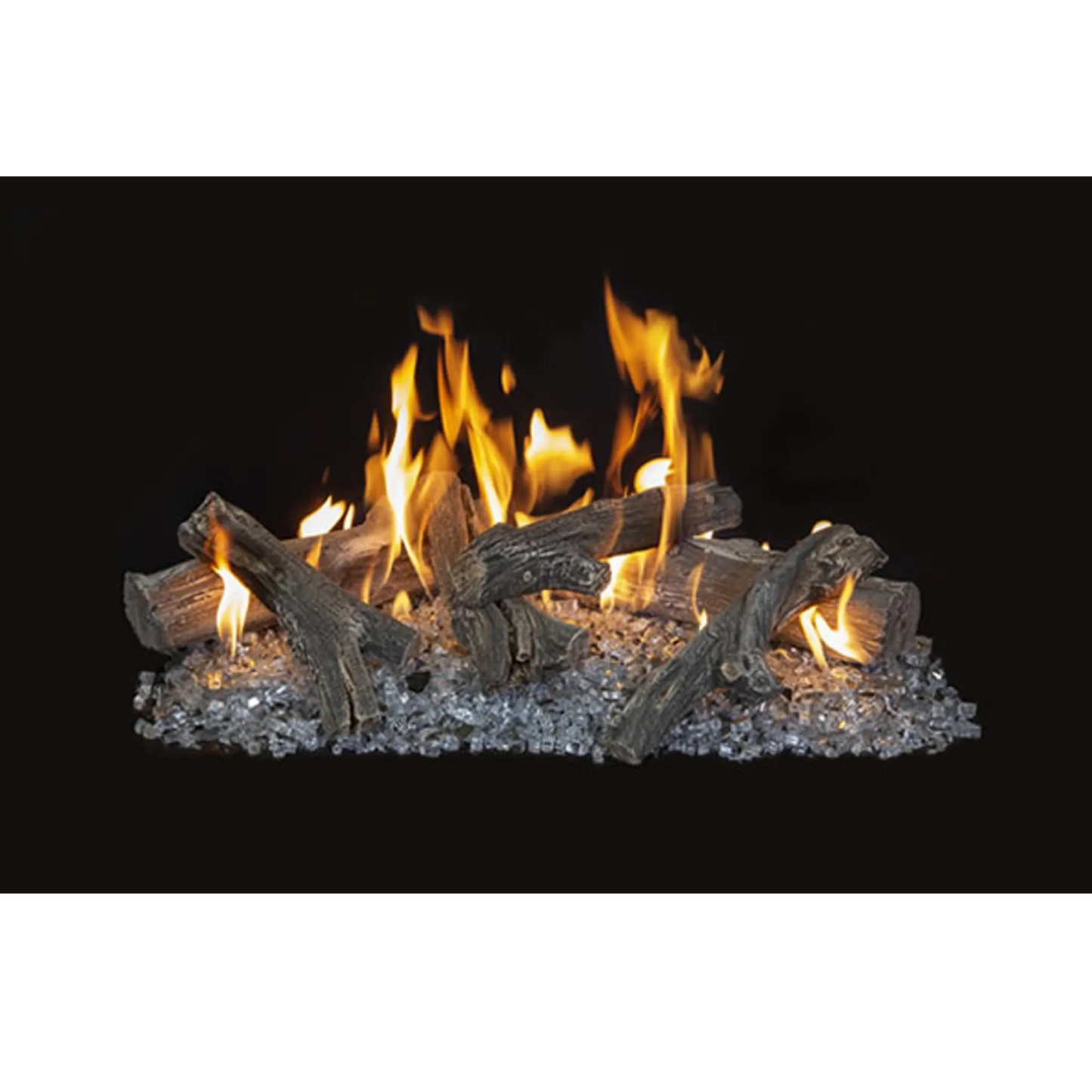 Linear western driftwood vented gas log set