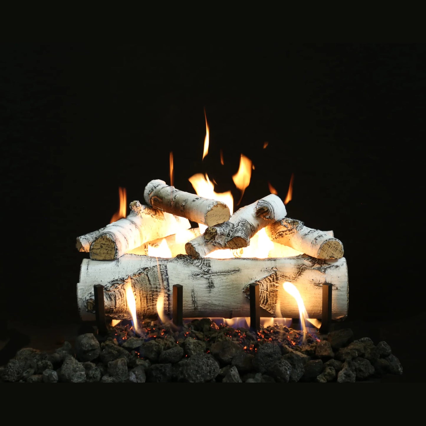 Quaking aspen see-through outdoor gas log set