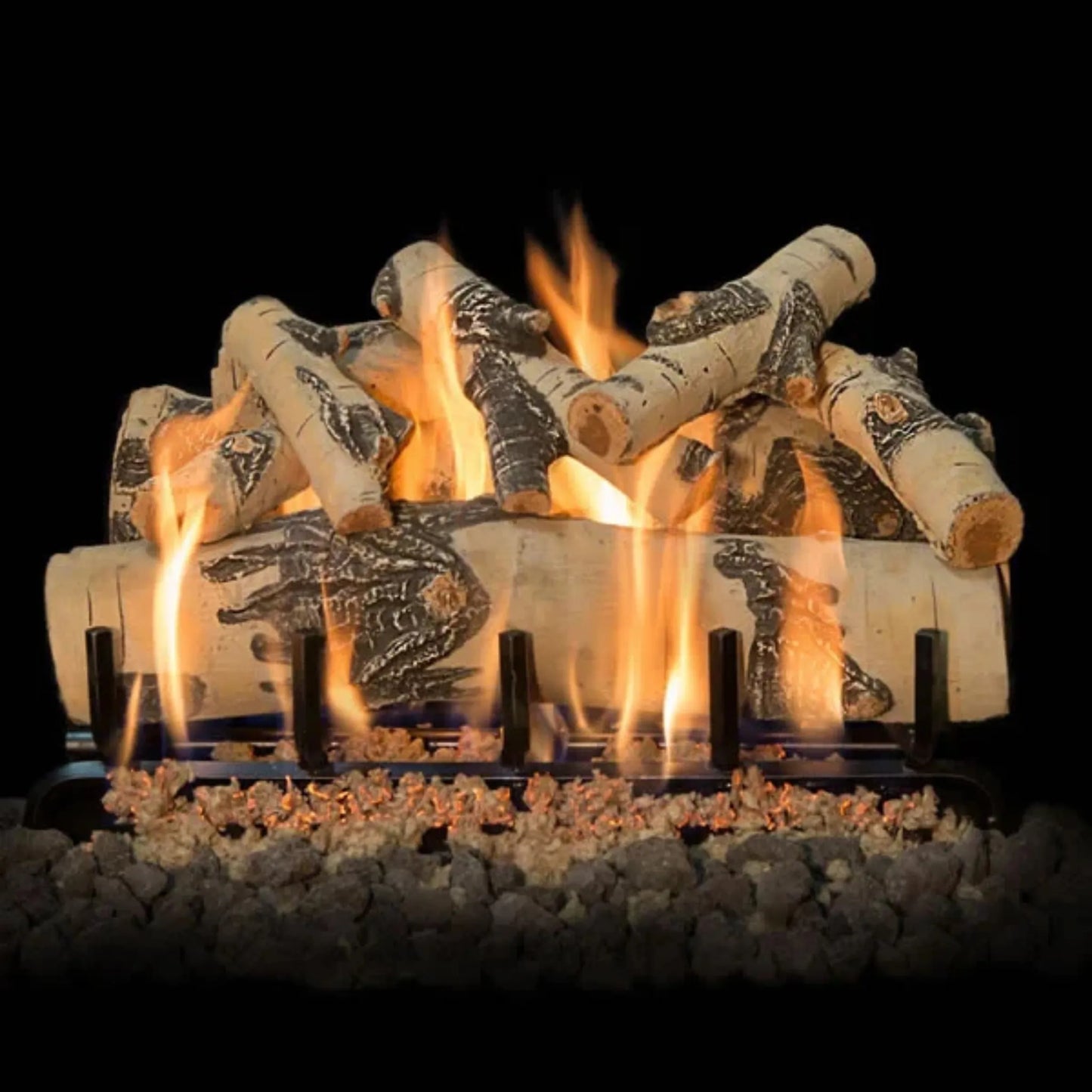 Quaking aspen see-through outdoor gas log set