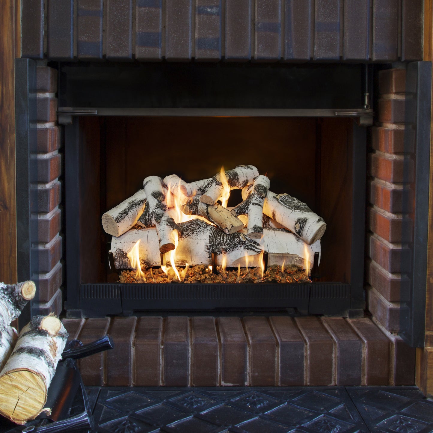 Quaking aspen vented gas log set