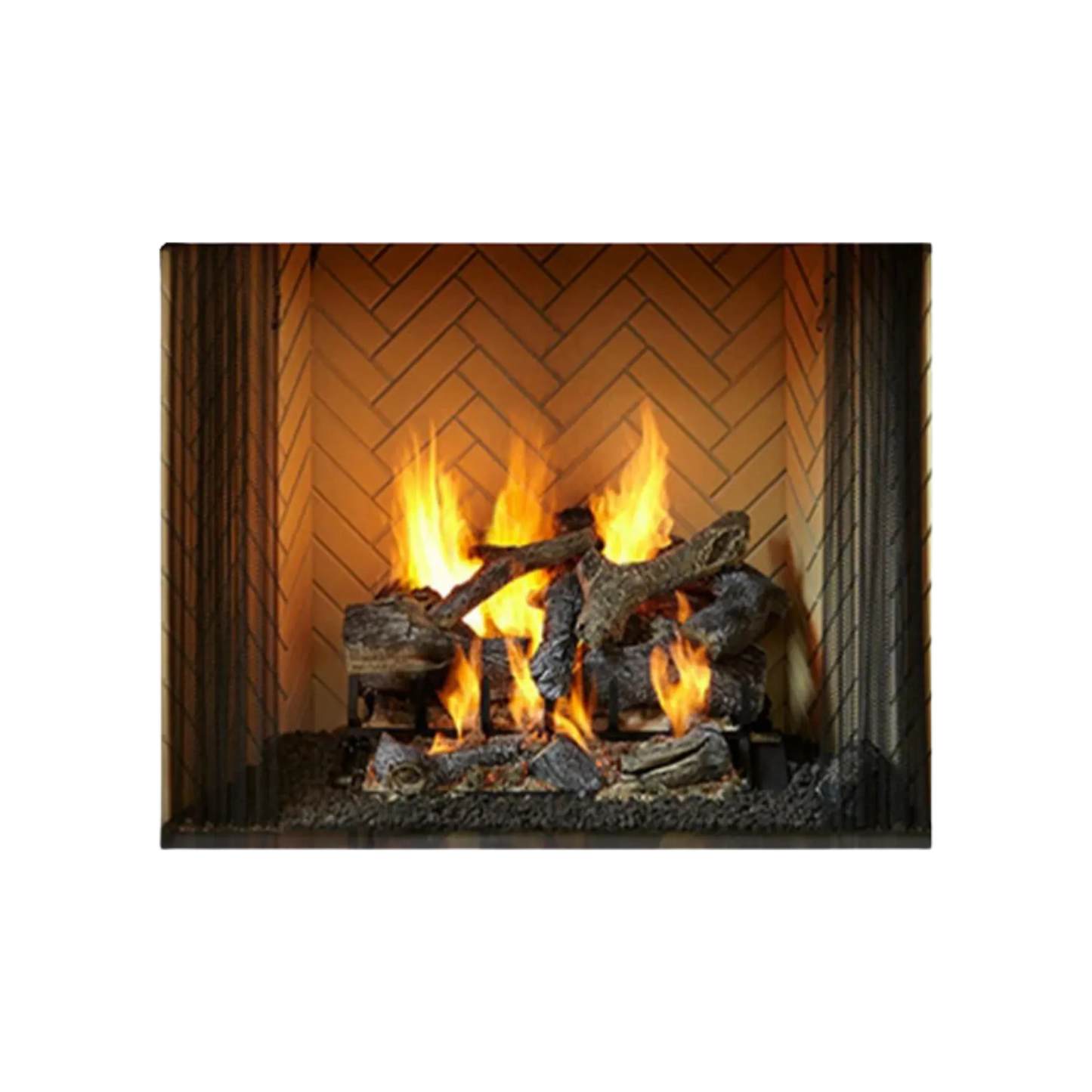 Ashland open wood fireplace