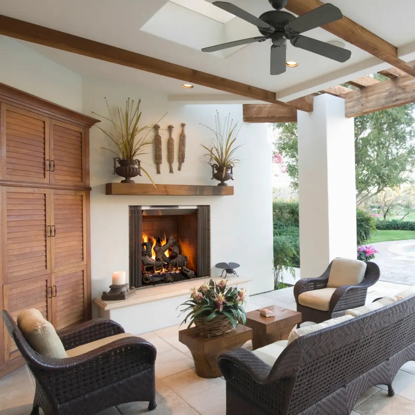 Castlewood outdoor wood fireplace