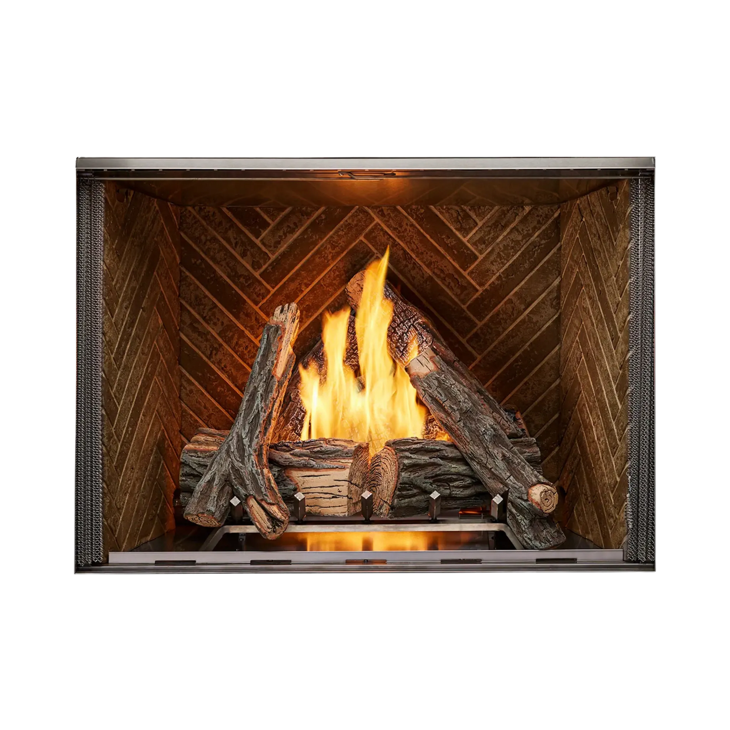 Courtyard outdoor gas fireplace