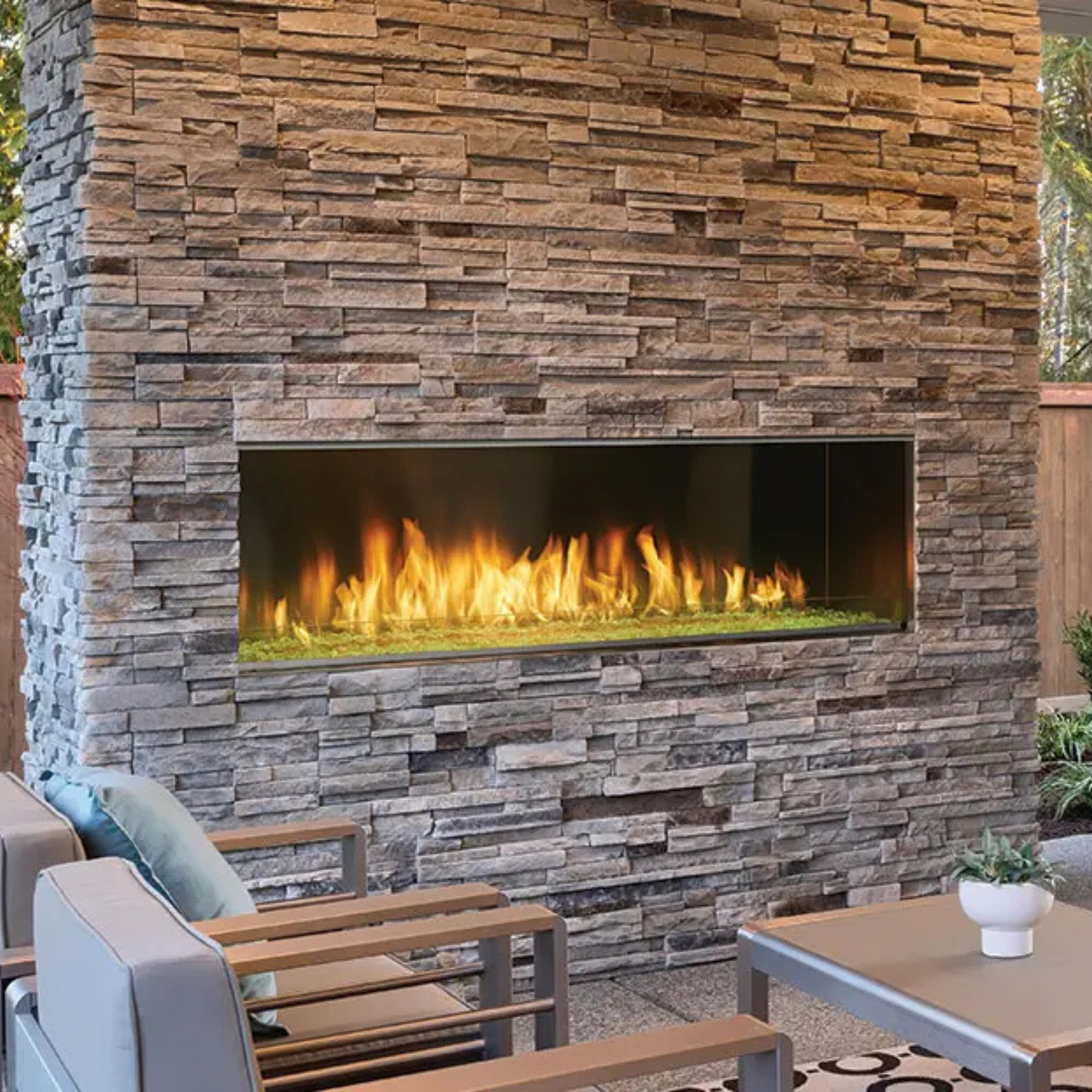 Lanai outdoor gas fireplace