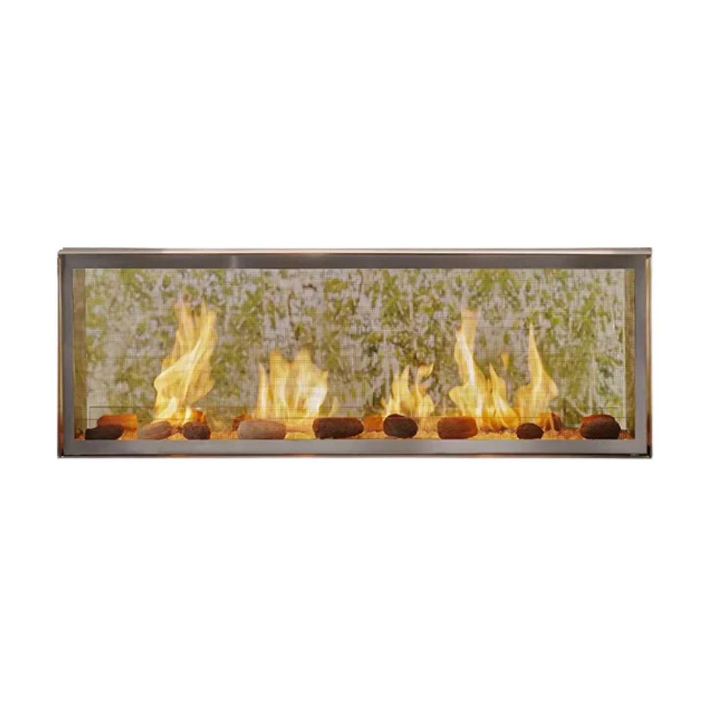 Lanai outdoor see-through gas fireplace