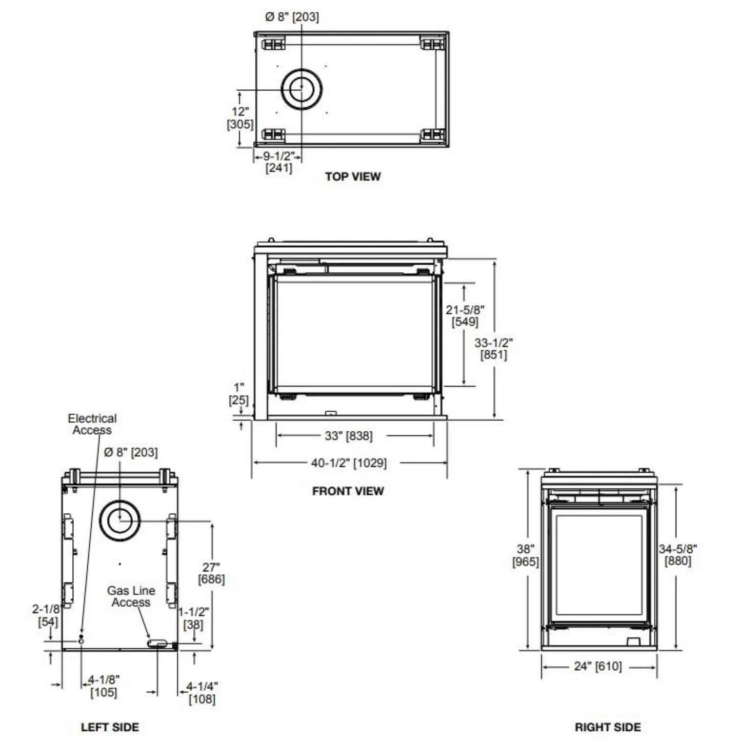 Pier direct vent gas fireplace