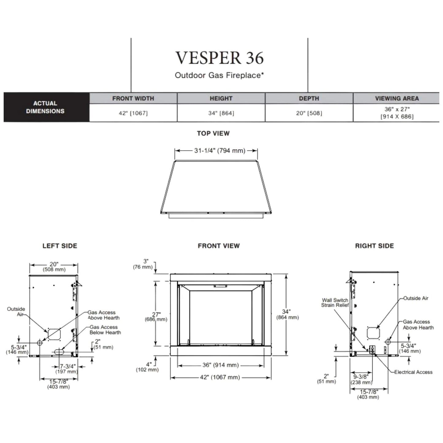 Vesper outdoor gas fireplace