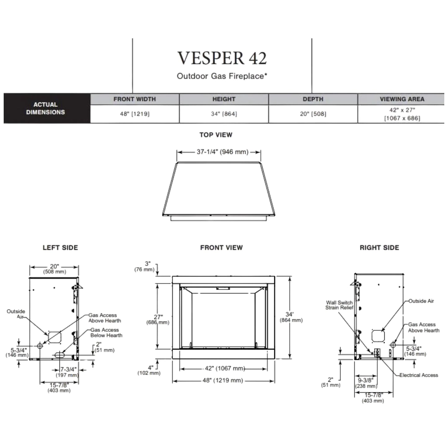 Vesper outdoor gas fireplace