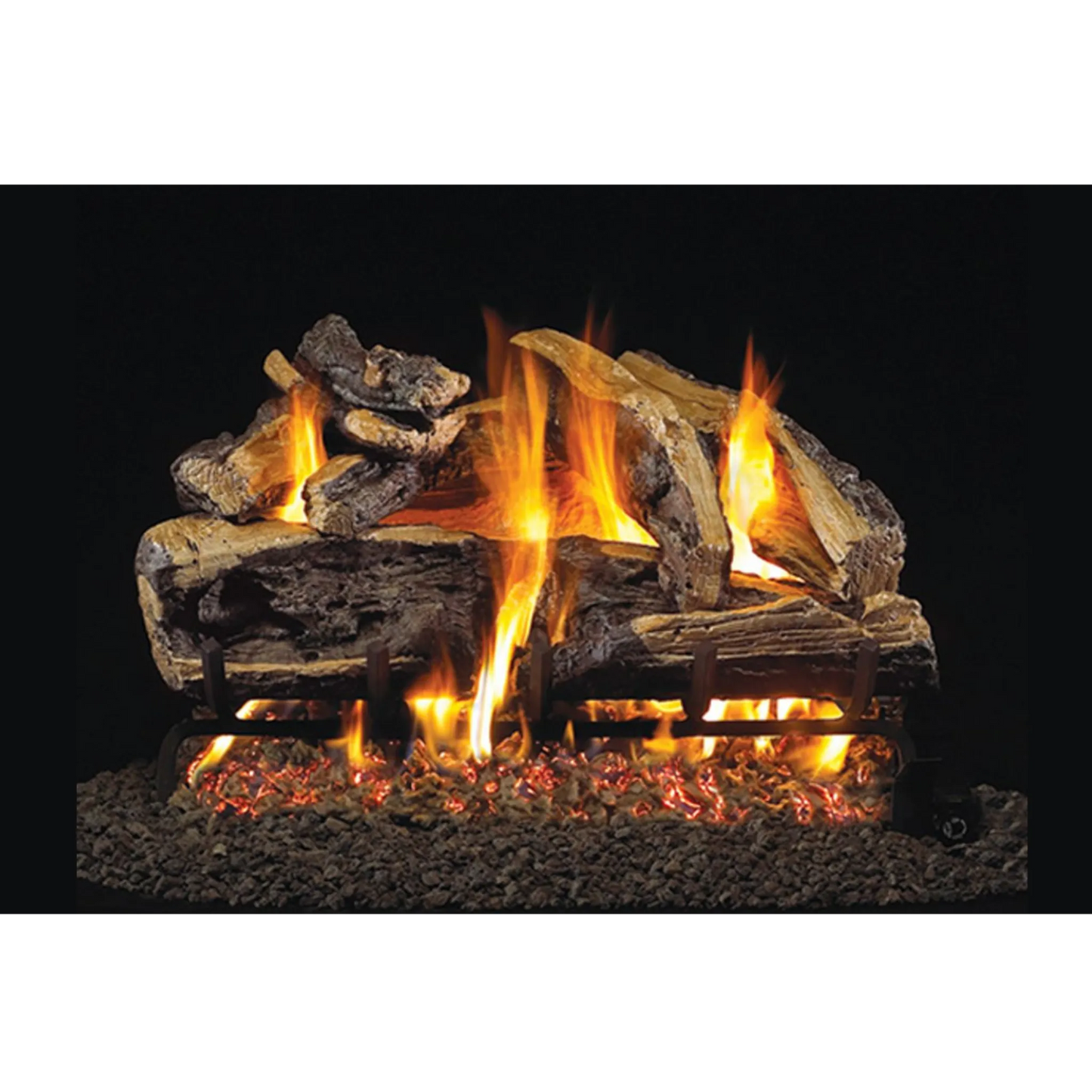 Rugged oak outdoor vented gas log set