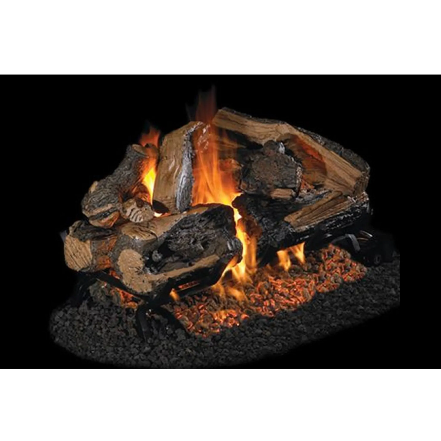 Rugged split oak See-Through vented gas logs