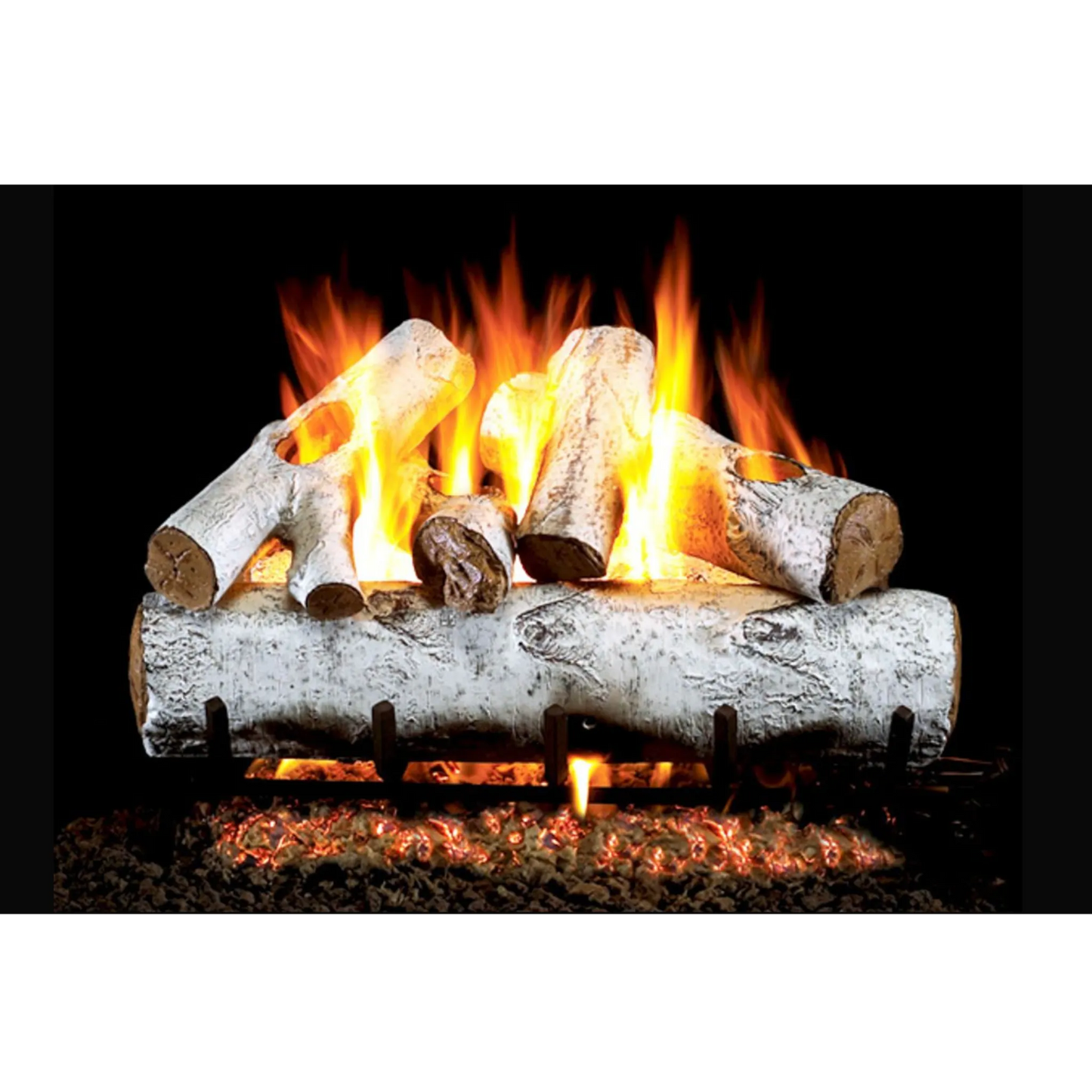 White birch outdoor vented gas log set