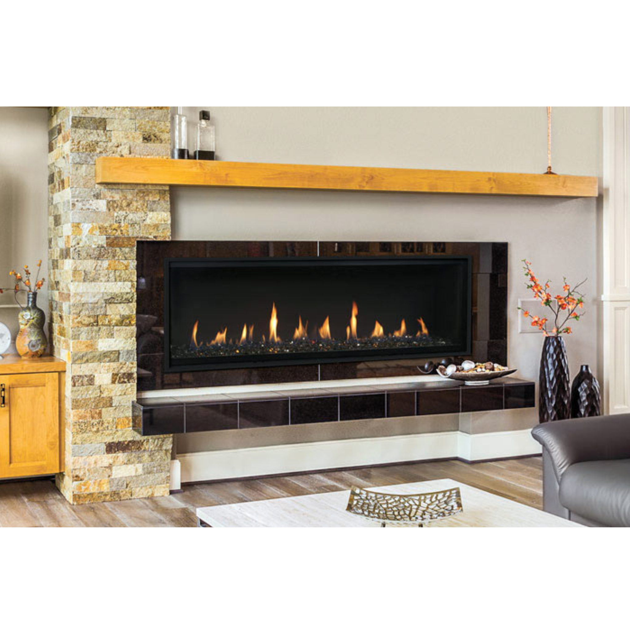 DRL4000 direct vent Contemporary front view gas fireplace