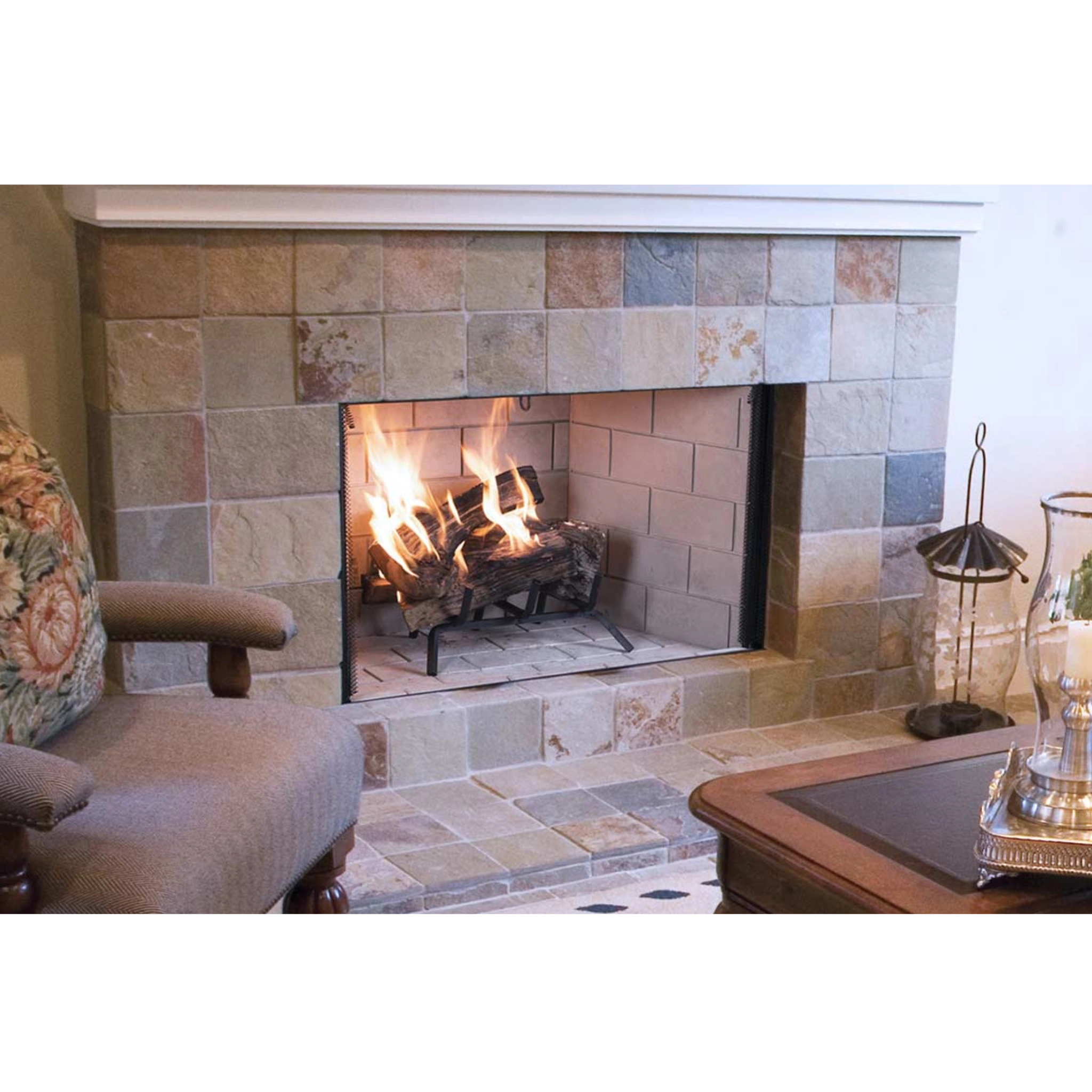 WRT3500 wood burning open hearth front view fireplace