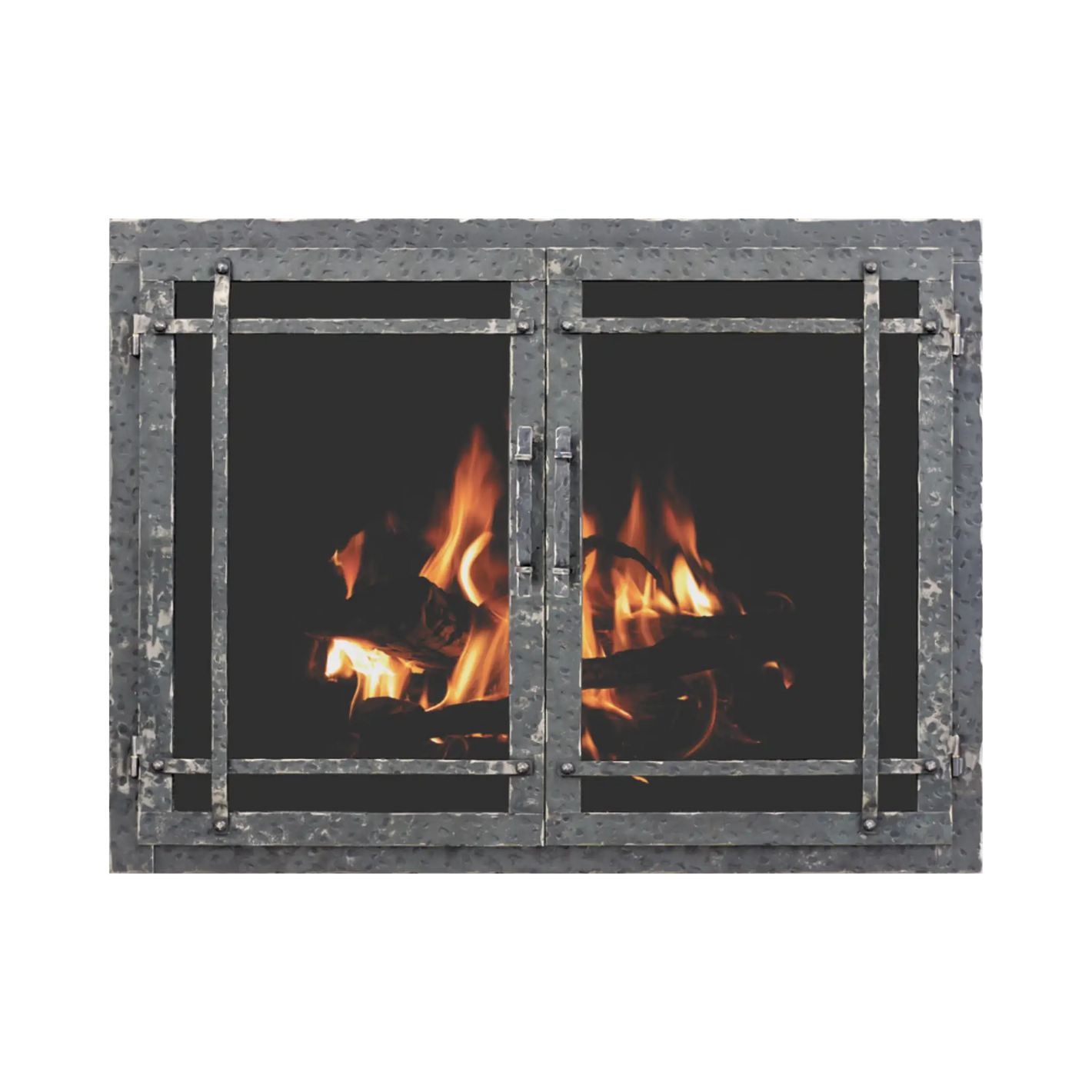 Rustic fireplace doors