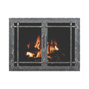 Rustic fireplace doors