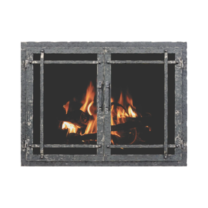 Rustic fireplace doors