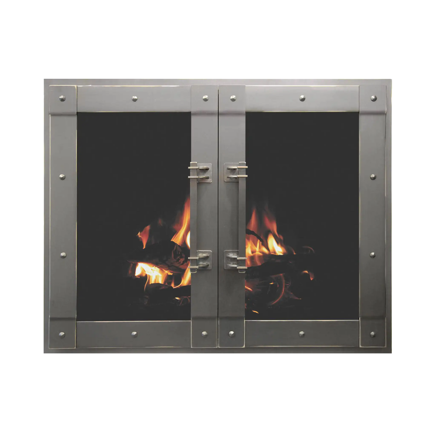 Rustic fireplace doors