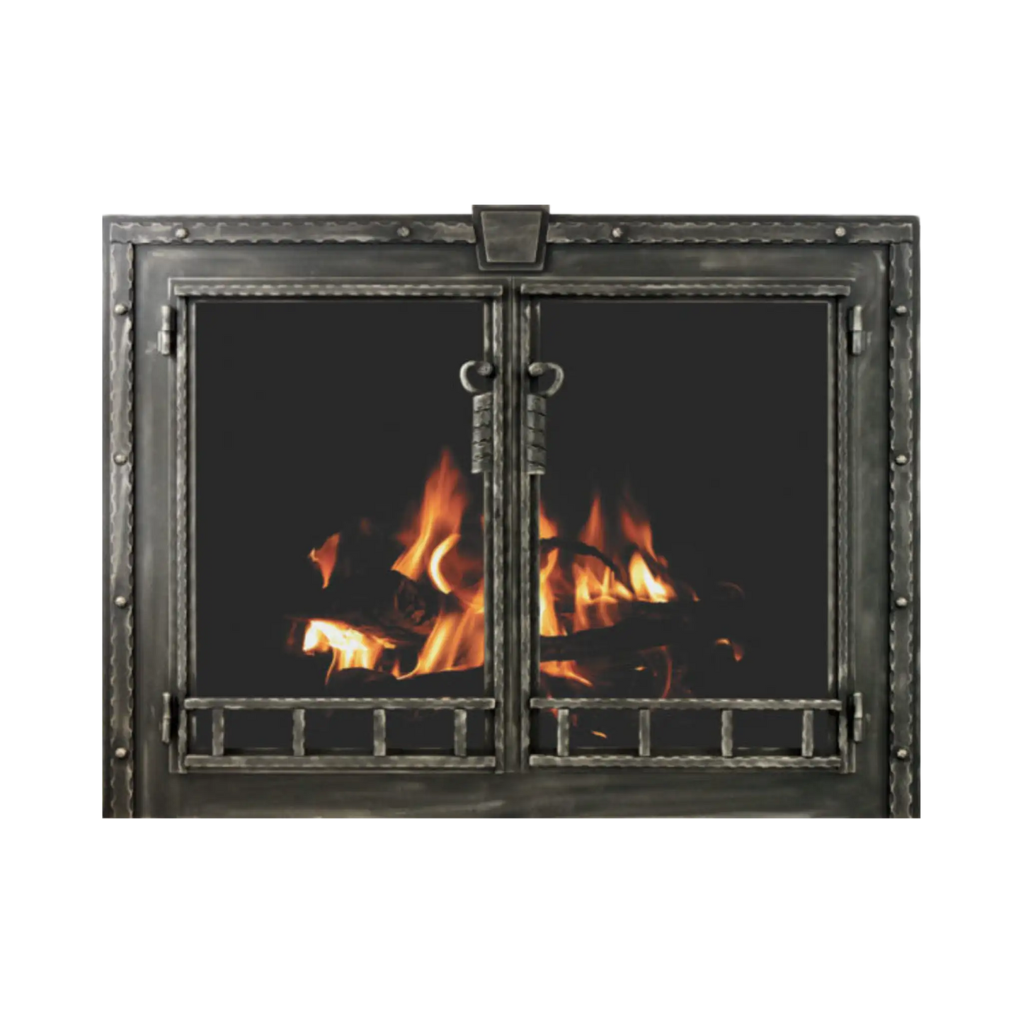Rustic fireplace doors