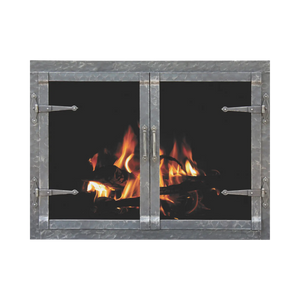 Rustic fireplace doors