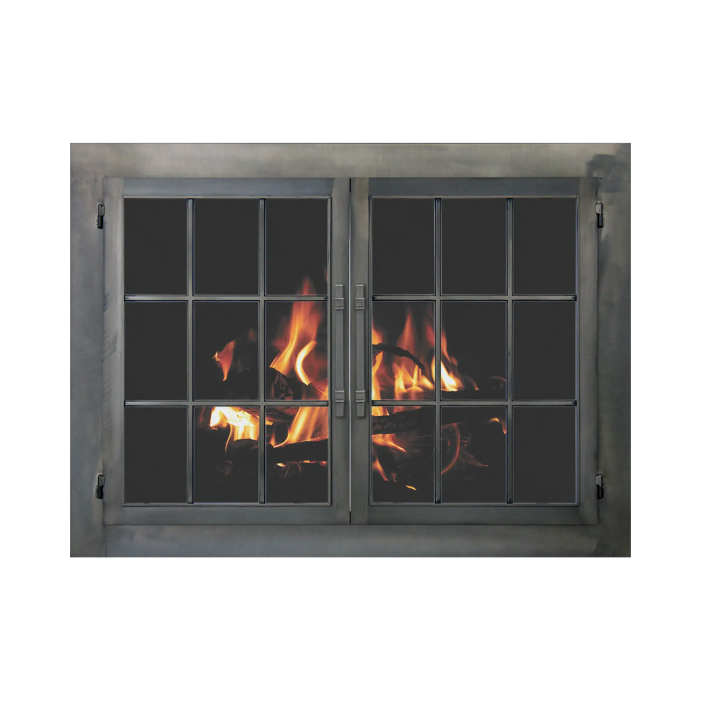 Rustic fireplace doors