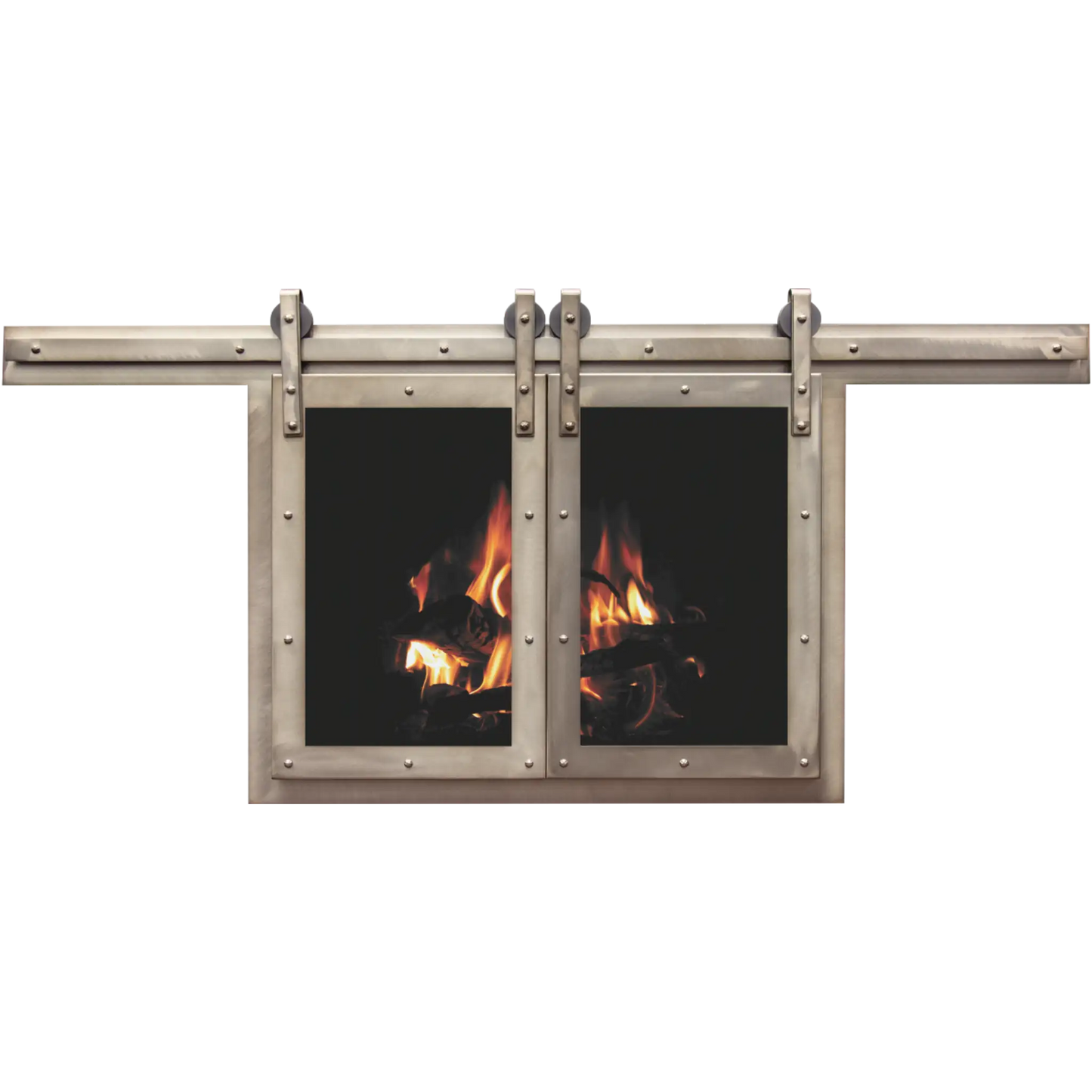 Rustic fireplace doors