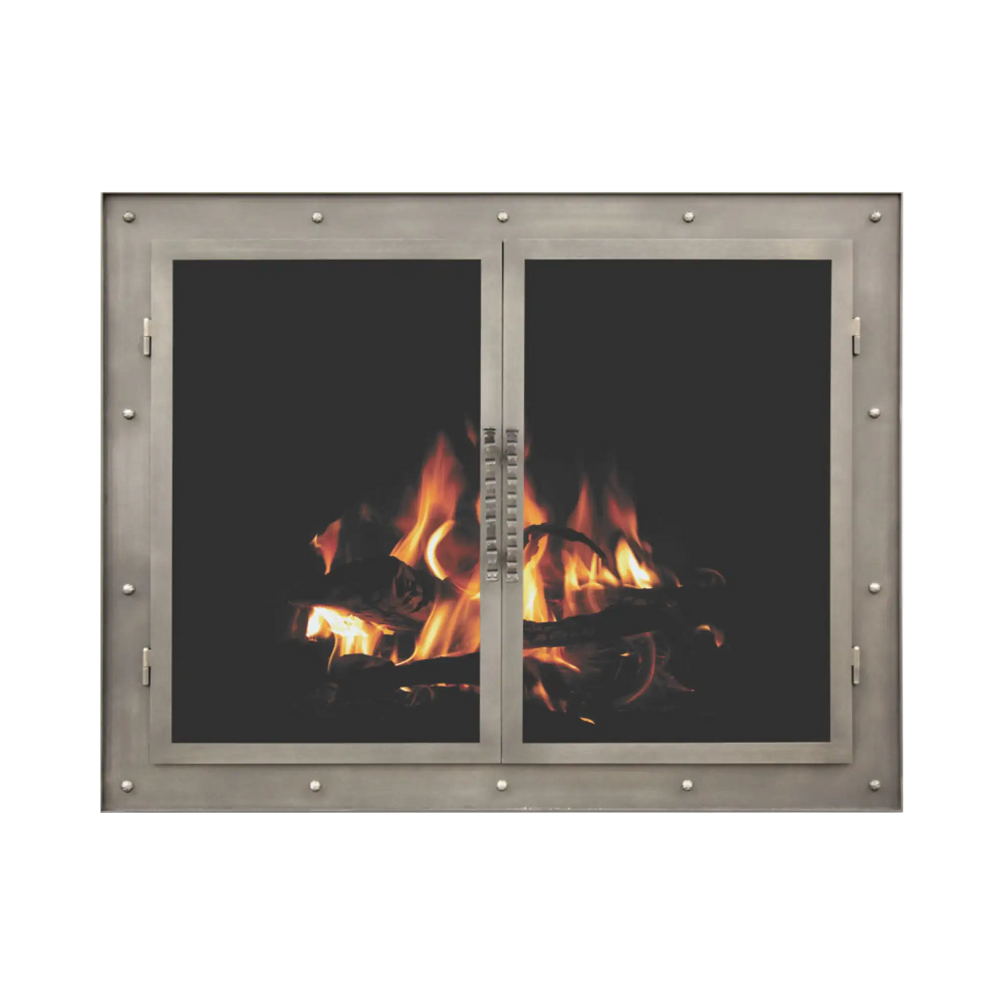 Rustic fireplace doors