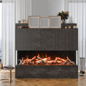 Tru view deep smart electric indoor outdoor 3 sided fireplace