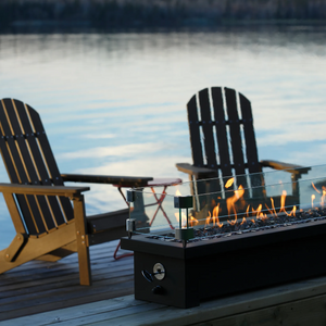 Linear outdoor fire stands
