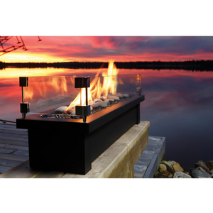 Linear outdoor fire stands