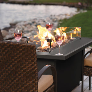 Linear outdoor fire tables