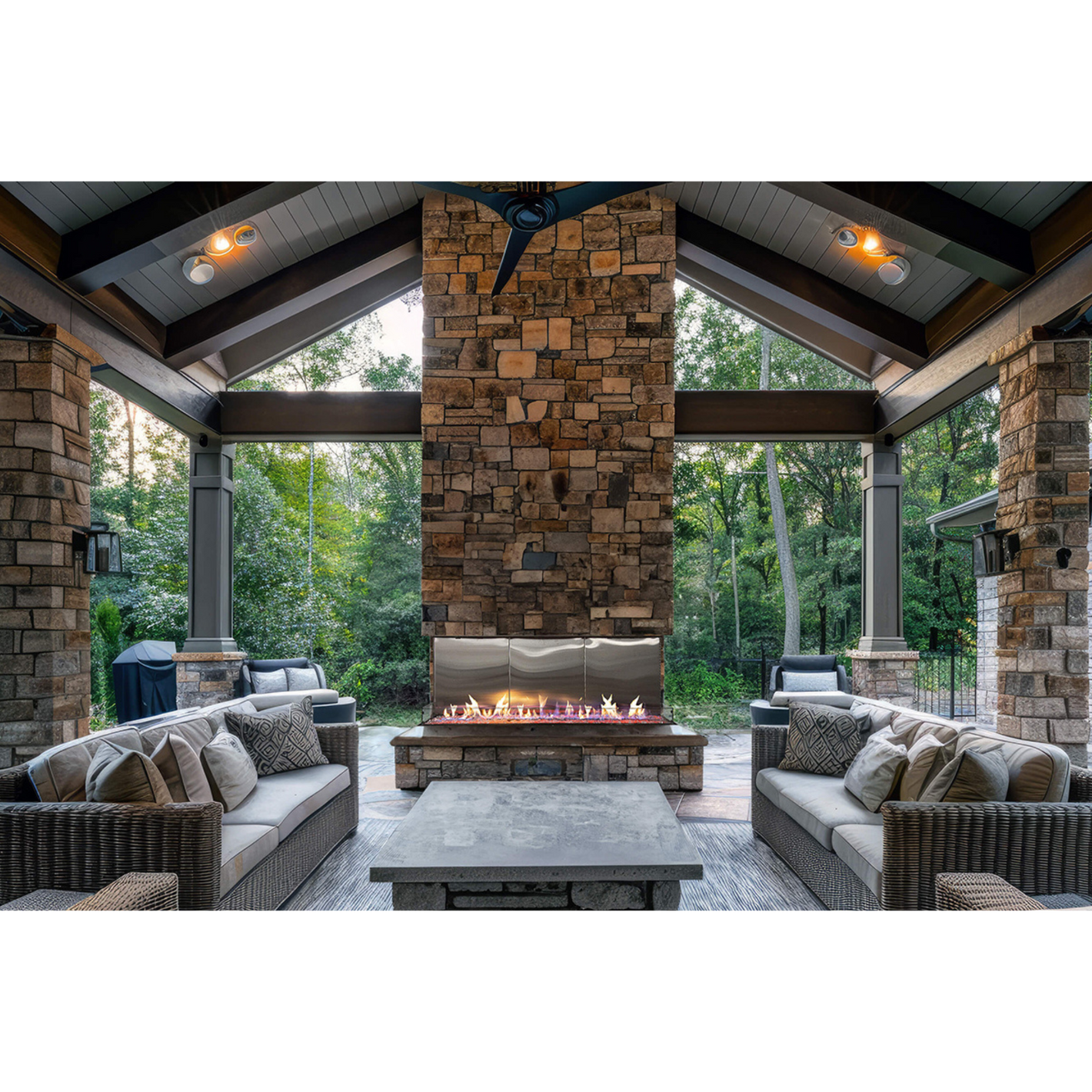 Flare Fireplaces Double Corner Outdoor Fireplace
