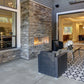 Flare front facing outdoor fireplaces