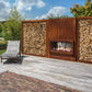 Flare front facing outdoor fireplaces