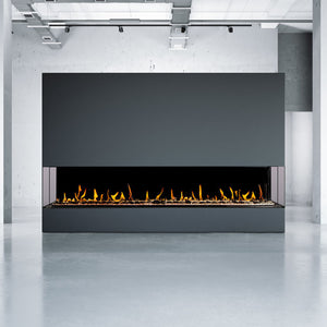 Flare large double corner modern linear fireplace