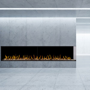 Flare large right corner modern linear fireplace