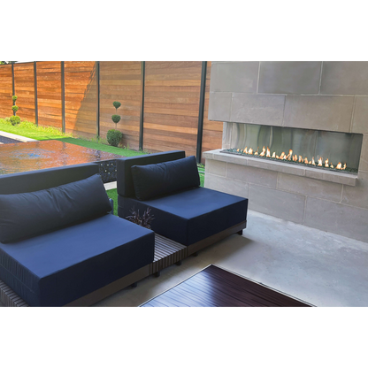 Left corner outdoor fireplace