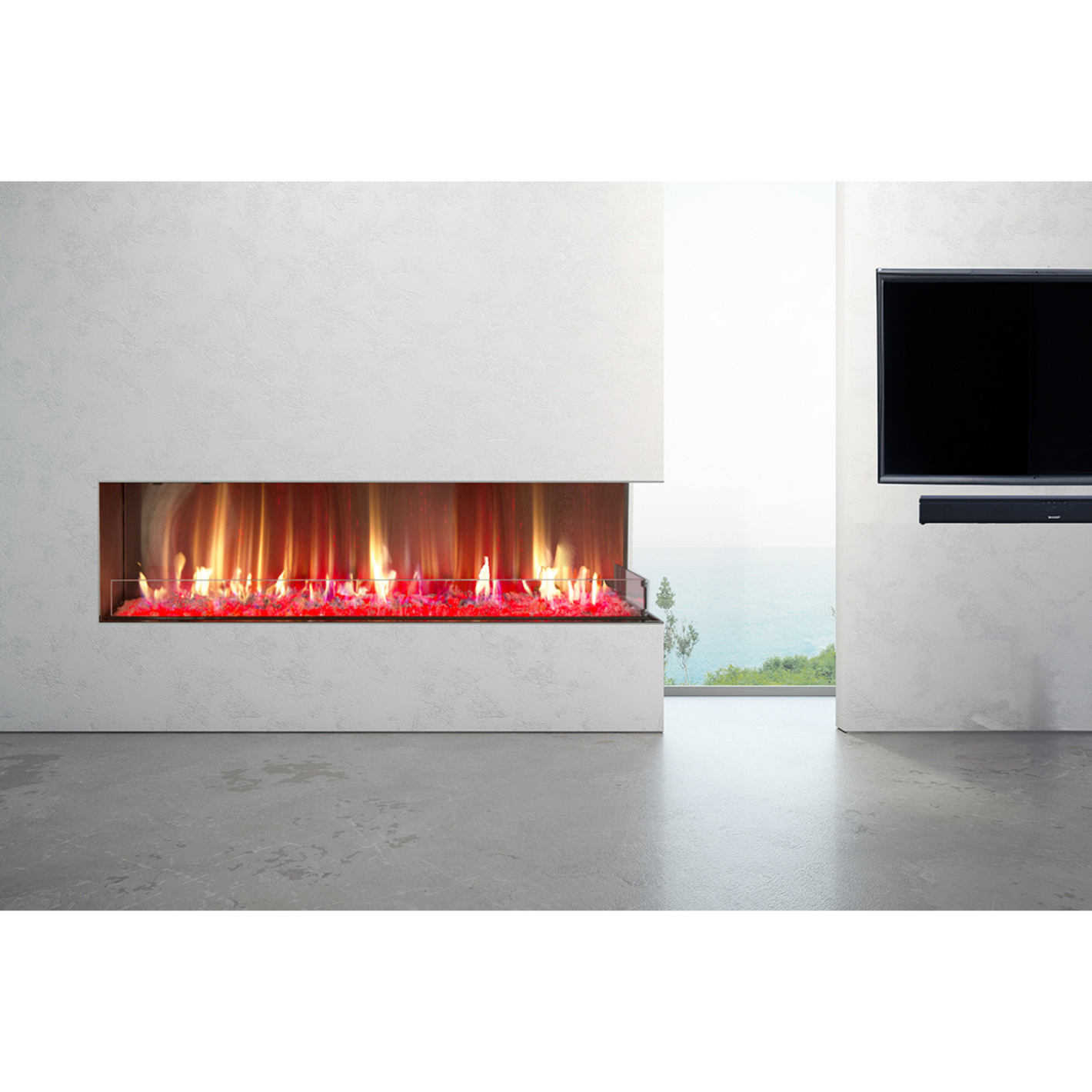 Flare Fireplaces Right Corner Outdoor Fireplace