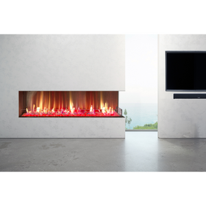 Right corner outdoor fireplace