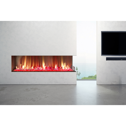 Right corner outdoor fireplace