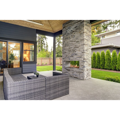 See Through outdoor fireplace