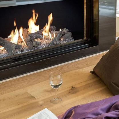 Linear western driftwood vented gas log set