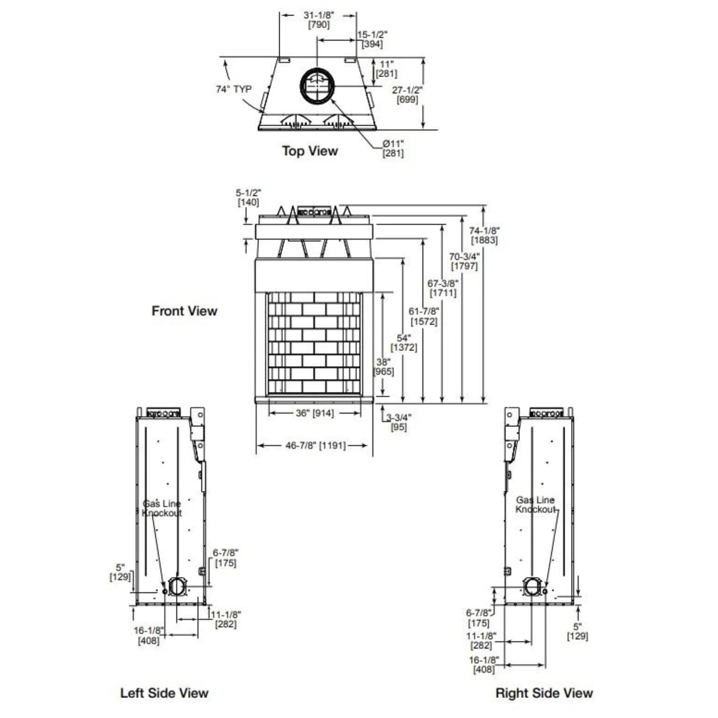 Ashland open wood fireplace
