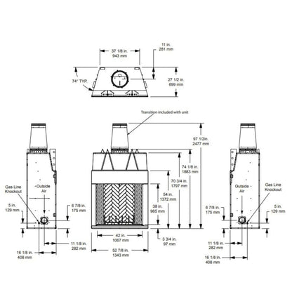 Ashland open wood fireplace