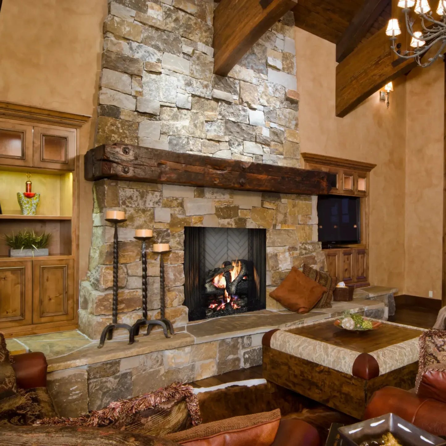 Ashland open wood fireplace