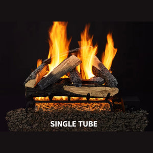Kindled stack indoor vented gas log set