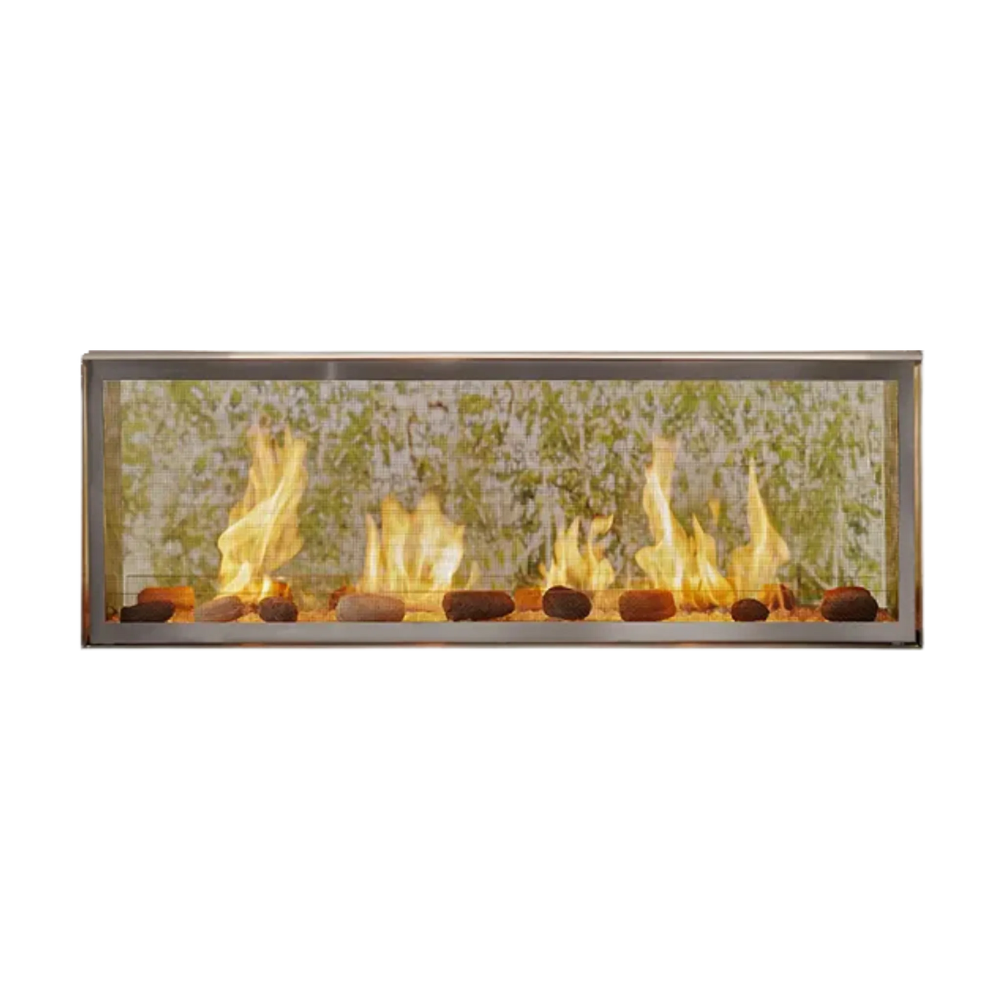 Lanai outdoor see-through gas fireplace