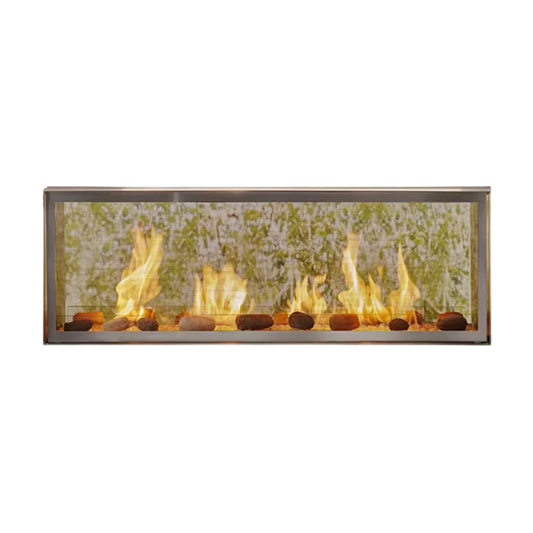 Lanai outdoor see-through gas fireplace