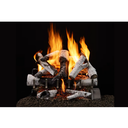 Outdoor grand birch gas log set